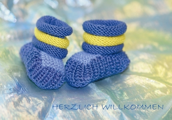 Bild von Geburt/Taufe: Herzlich Willkommen Schuhe blau