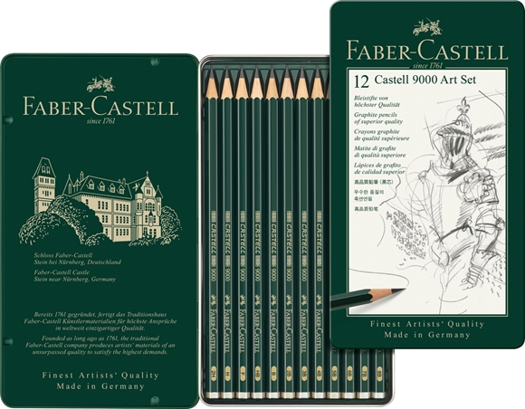 Bild von Faber-Castell Bleistifte Castell 9000, Art Set, 12er Metalletui (8B-2H)