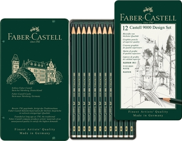 Bild von Faber-Castell Bleistifte Castell 9000, Design Set, 12er Metalletui (5H-5B)